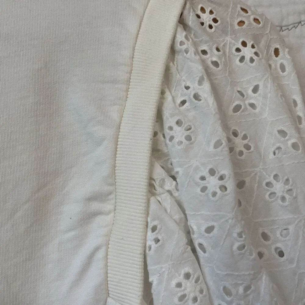 Anthropologie Cream Cotton Crochet Blouse SZ S
